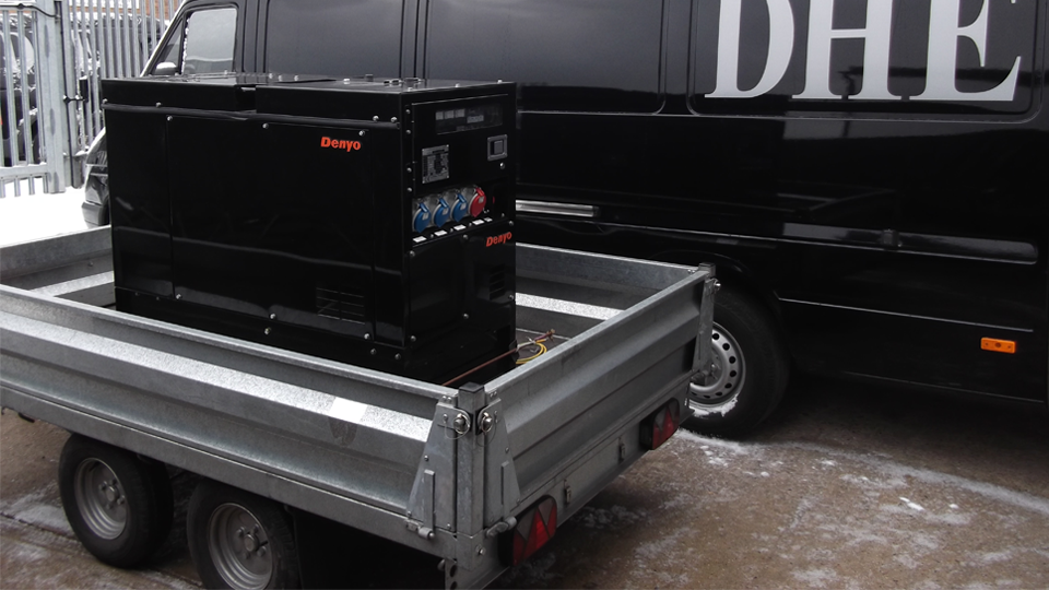 Derbyshire Stage Hire 12.5KVA Super Silent Road Towable Diesel Generator